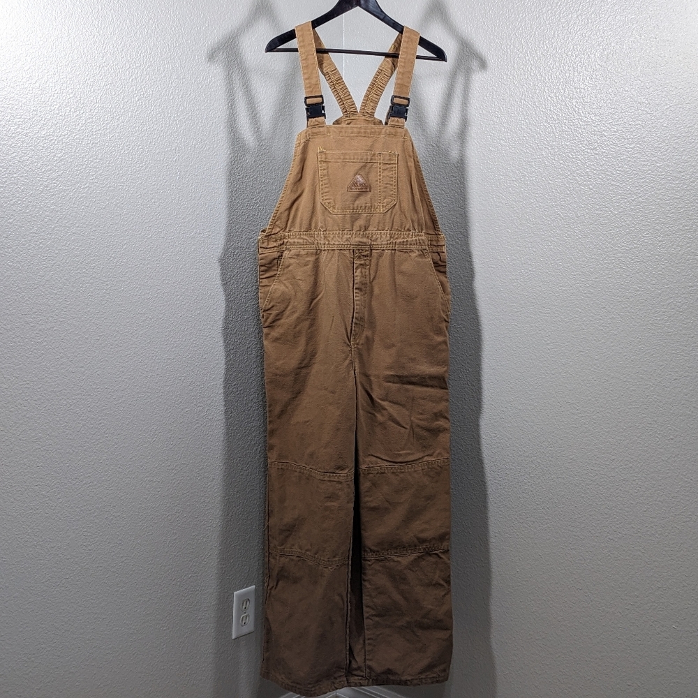 Bulwark Flame Resistant FR Unlined Bib Overall, Duck Brown, Large-RG BLF8BD5
